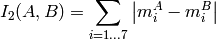 I_2(A,B) =  \sum _{i=1...7}  \left | m^A_i - m^B_i  \right |