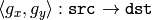 \left<g_x, g_y\right>: \texttt{src} \rightarrow \texttt{dst}