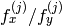 f^{(j)}_x/f^{(j)}_y