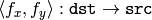 \left<f_x, f_y\right>: \texttt{dst} \rightarrow \texttt{src}
